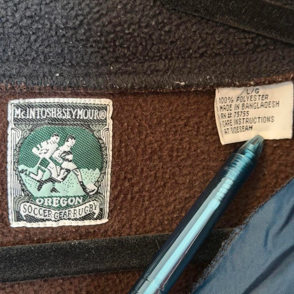McIntosh & Seymour Men's Rugby Brown Half-Zip Fleece Large - Picture 4 of 4